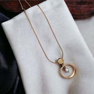 NEW 18K yellow gold plated water drop pearl pendant necklace jewelry B22A